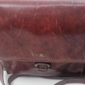The Bridge Genuine Leather Shoulder Bag Made in Italy Cognac Brown Crossbody